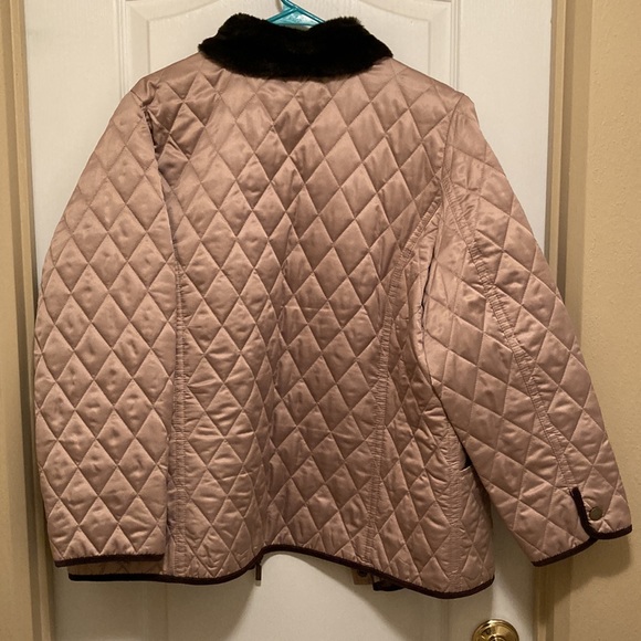 Charter Club Woman Size 1X Gold Quilted Jacket with Leopard Print Lining - Picture 9 of 10